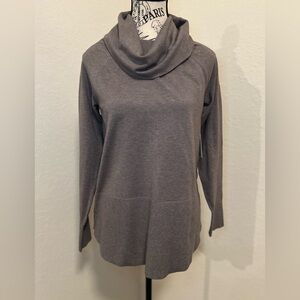 Gray Cowl Neck Sweater with Turtleneck Style